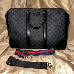 Gucci Briefcase GG Supreme Coated Canvas Black